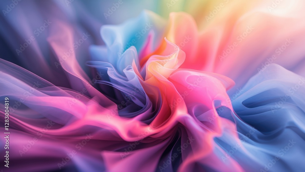 Aufkleber colorful abstract swirl of flowing fabric or textile with soft edges and gradients in hues of pink, 