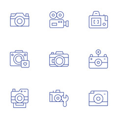 Camera icons set. Thin Line style, editable stroke. photo camera, camera T, camera, photo