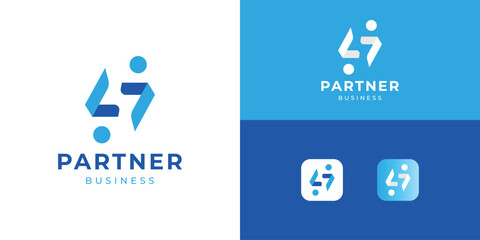 Creative partner business logo template. Partnership icon symbol. Community or teamwork logo design vector.