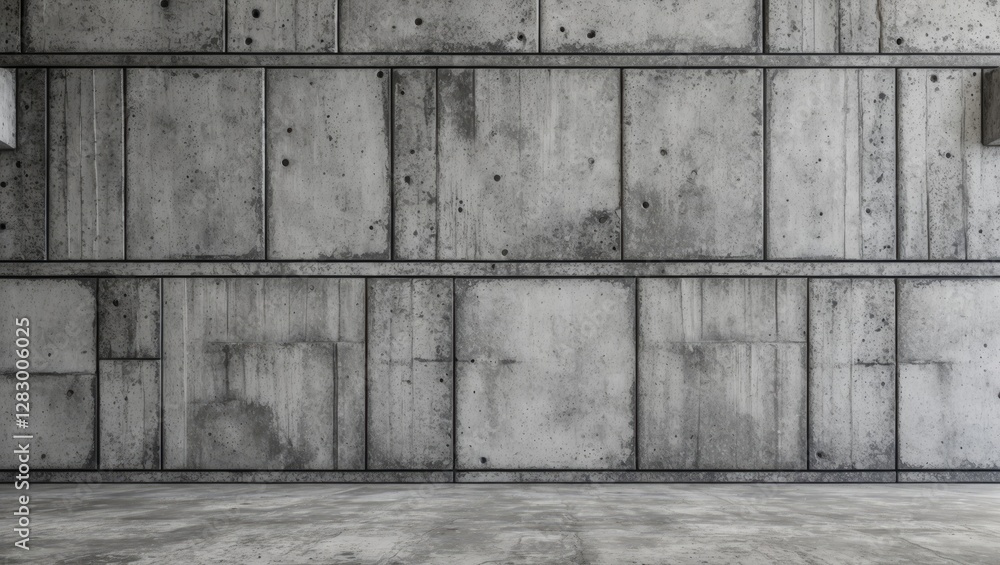 Poster concrete wall texture with industrial design elements in minimalistic interior space suitable for co