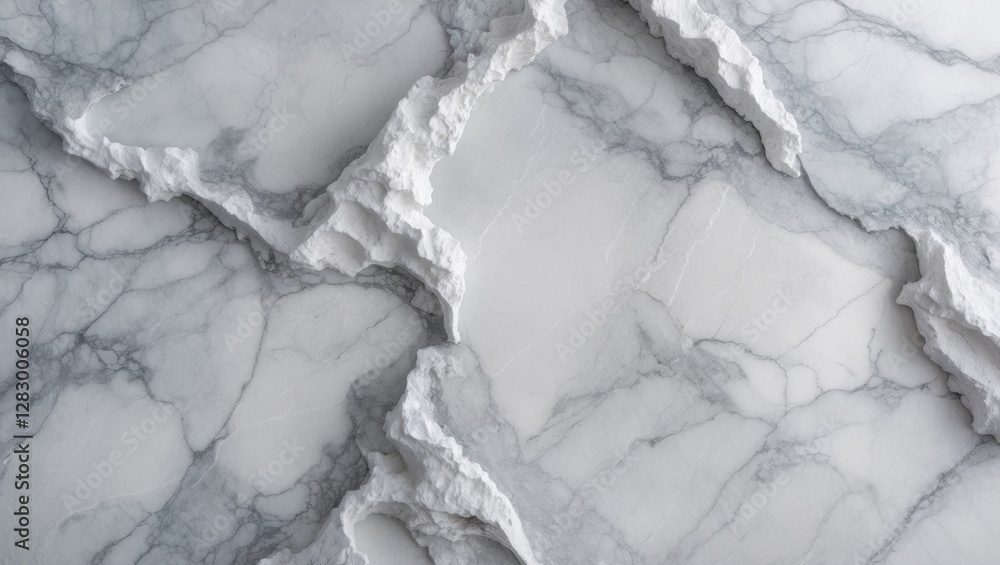 Poster elegant white marble texture with unique gray veining and rough edges, ideal for backgrounds and int