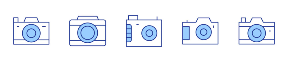 camera, digital camera, photo camera. Camera Icon vector illustration. Line Duotone style. Editable stroke