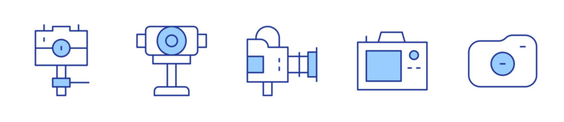 camera, photo camera, digital camera, video camera. Camera Icon vector illustration. Line Duotone style. Editable stroke