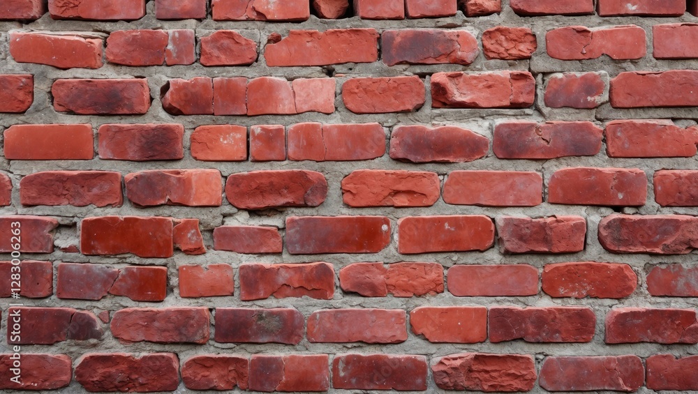 Aufkleber textured red brick wall with uneven surface and visible mortar joints showcasing a rustic and aged a