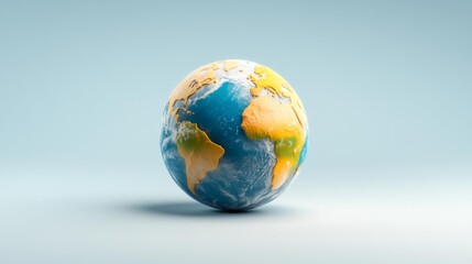 Fototapeta premium Miniature model of the Earth showing the continents and oceans with vibrant colors. Generative AI