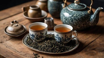 Fototapeta premium teapot and cup of tea