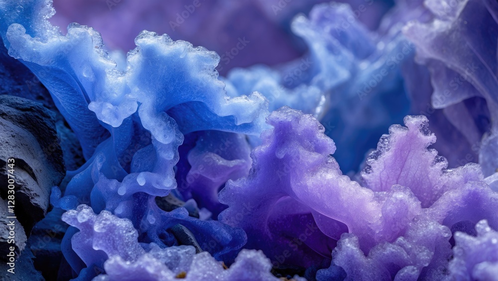 Poster vibrant abstract texture featuring flowing shades of blue and purple over a contrasting background c