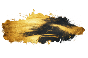 Artistic brush stroke in gold and black colors