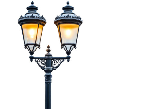 Elegant street lamp illuminating a quiet evening