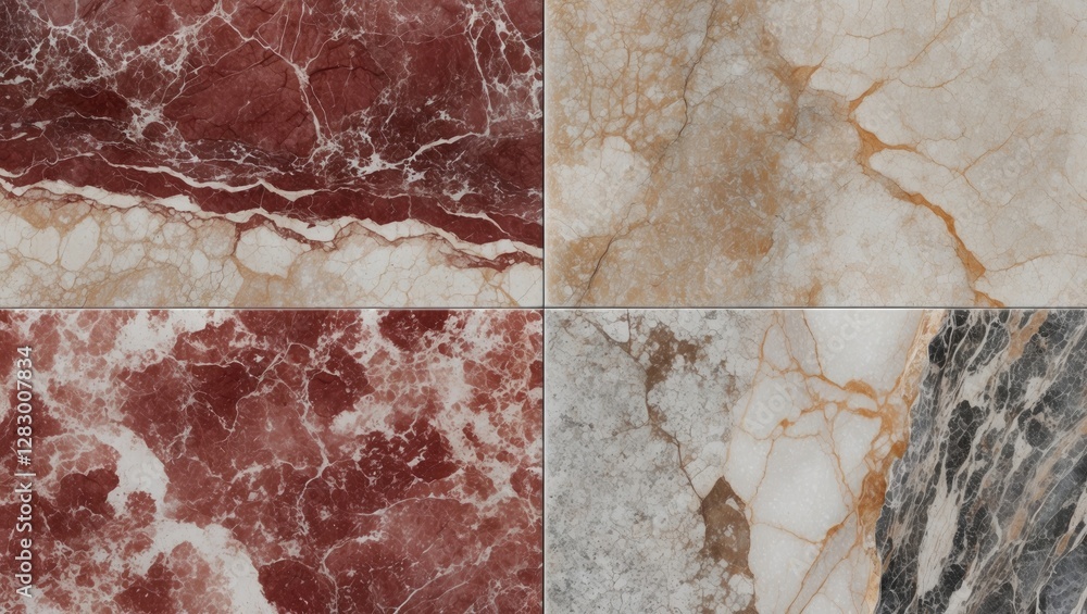 Poster elegant marble texture collage featuring varying colors and patterns ideal for luxury design project