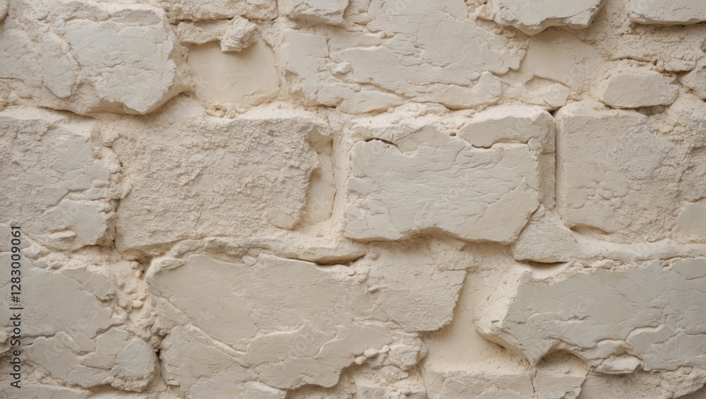 Aufkleber textured white plaster wall with irregular stone blocks and a rough finish suitable for backgrounds 