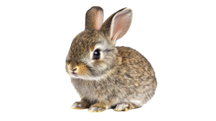 Cute rabbit sitting quietly on a white background