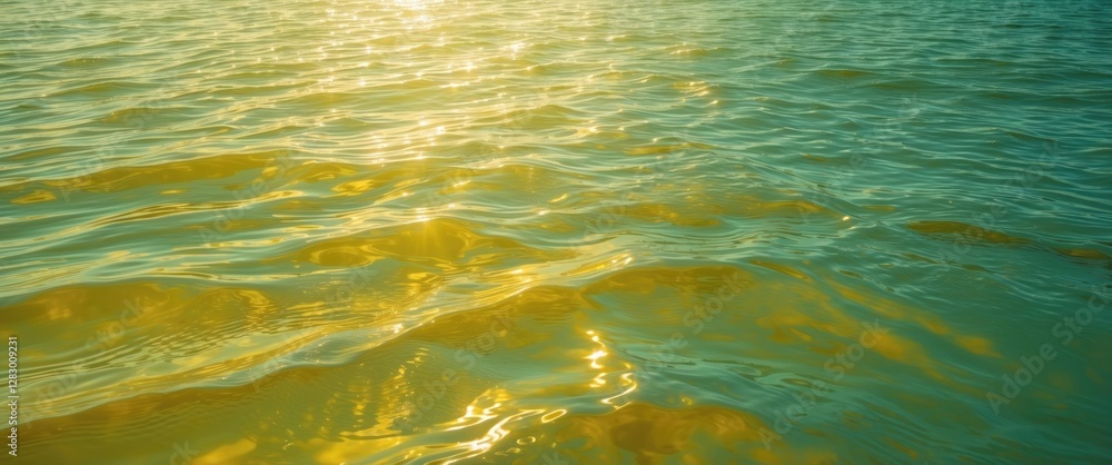 Poster calm deep yellow ocean texture with ripples reflecting light on the surface for serene and tranquil 