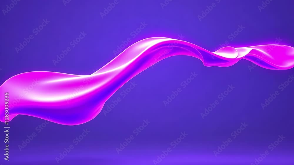 Poster vibrant flowing pink wave against deep purple background creates dynamic futuristic abstract design 
