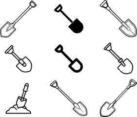 A Set of Shovel icon Vector illustration