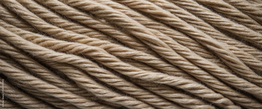 Poster close-up of twisted beige yarn strands for textile and crafting background use