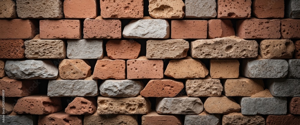 Poster textured background of various sandstone and brick materials creating a rustic and architectural aes
