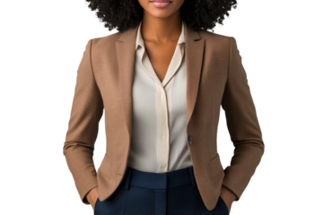 Professional woman posing in business attire