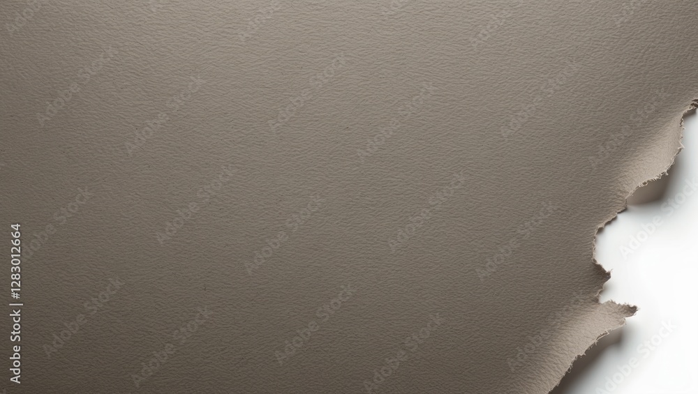 Poster textured gray paper with a torn edge revealing a white background, suitable for backgrounds and grap
