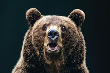 Obraz premium Comical bear expression with its wide eyes and mouth open in shock