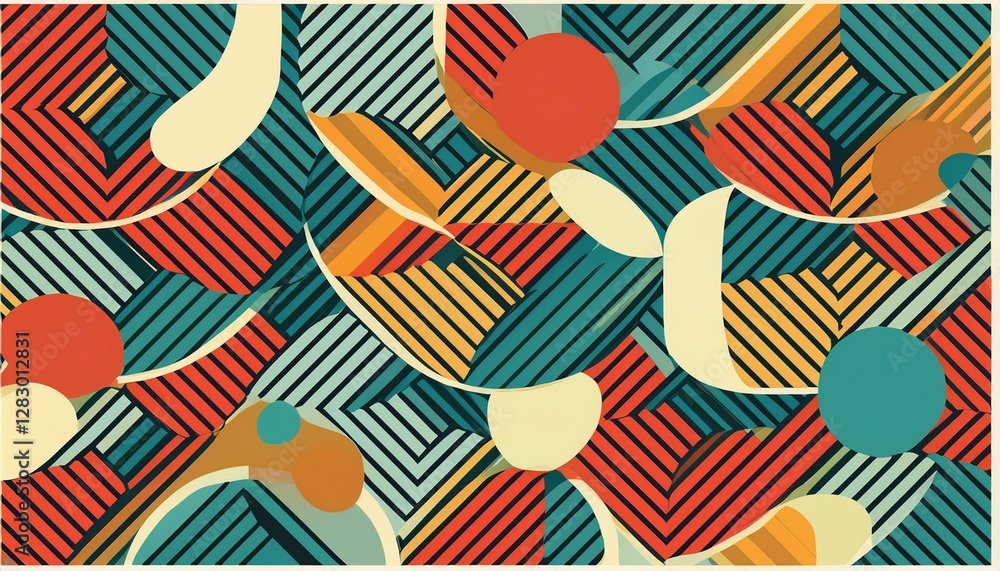 Poster mid-century abstract vector pattern. generated image