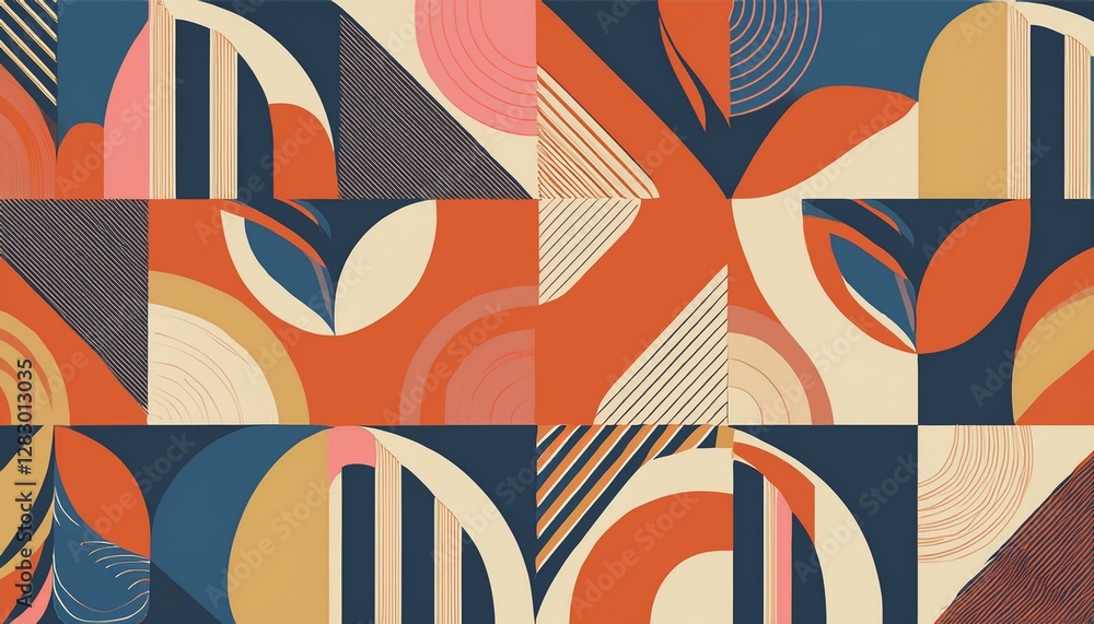 Poster mid-century abstract vector pattern. generated image