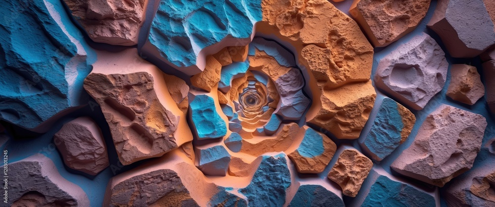 Poster artistic sandstone texture with vibrant colors showcasing intricate patterns and depth in a close-up