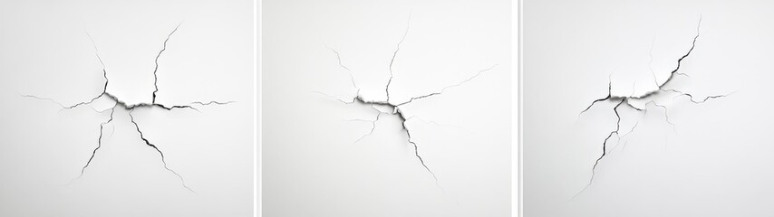 Detailed Close-Up of Cracks in White Wall Surface for Textures