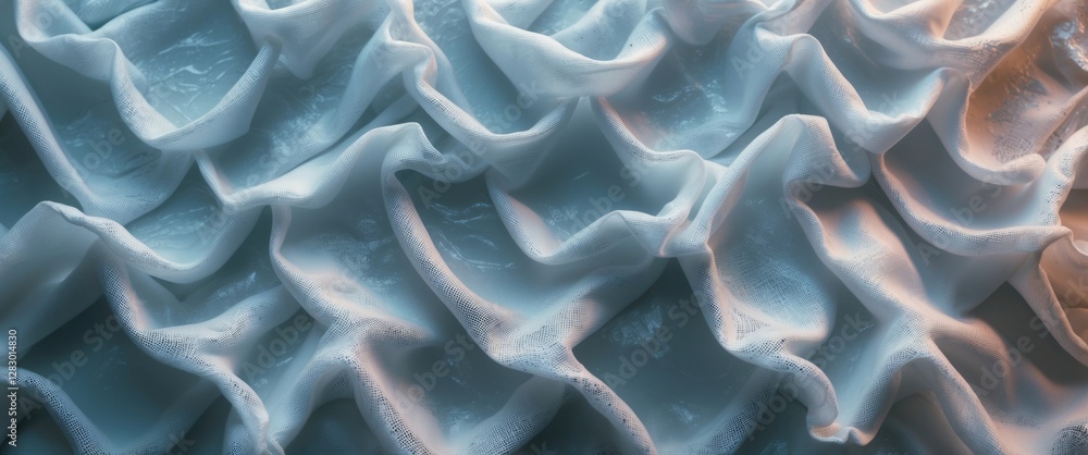 Aufkleber translucent textured fabric background with wavy creases in soft smoky hues creating an elegant and 