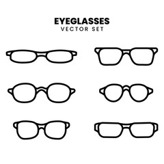 Minimalist outline vector set of various eyeglasses styles. Perfect for fashion, accessories, or optical-related designs