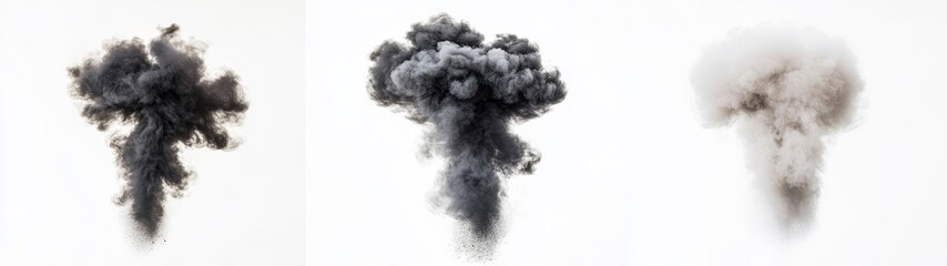 Dramatic Smoke Cloud Variations in Black and White Backgrounds