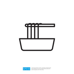 Icon of a Noodle Bowl with Steaming Noodles Representing Asian Cuisine and Comfort Food in Minimalist Design