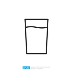 Minimalist Line Icon Of A Glass Cup Filled With Liquid For Beverages And Refreshments In Graphic Design Style