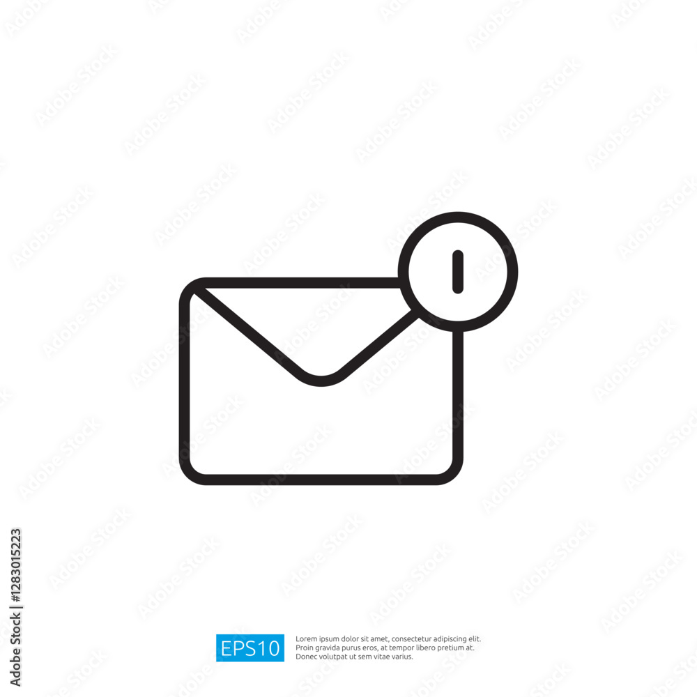 Poster email notification icon symbol sign for message interaction and digital communication alert in moder