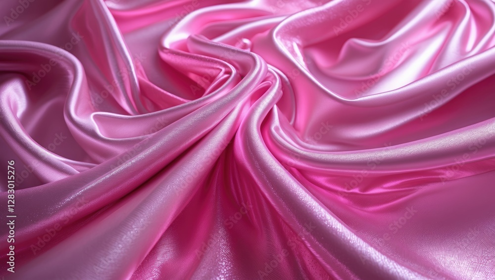 Poster luxurious pink satin fabric with soft waves and rich texture creating an elegant backdrop for design
