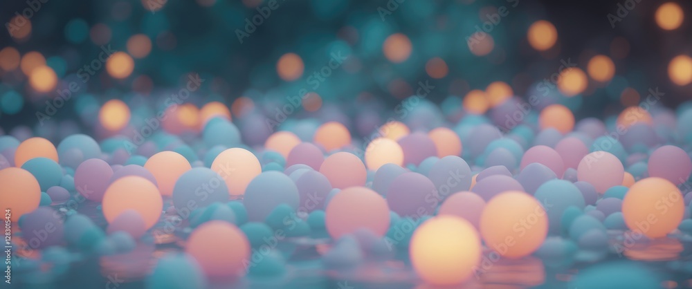 Poster colorful bokeh background with soft glowing spheres in blues and pastels creating a dreamy atmospher