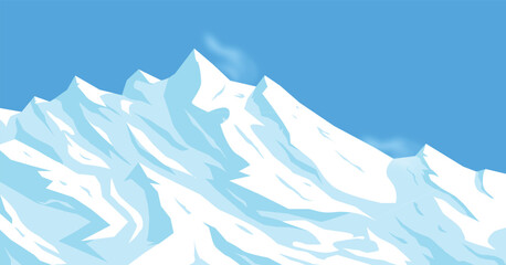 Fototapeta premium Snowy Mountain Landscape, mountain peak blue sky