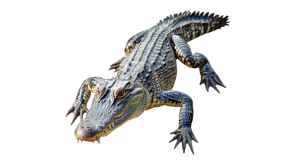 Crocodile resting on the riverbank during daylight