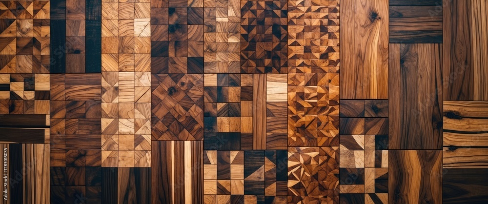 Poster assorted wooden texture patterns in various shades and designs arranged on a surface for interior de