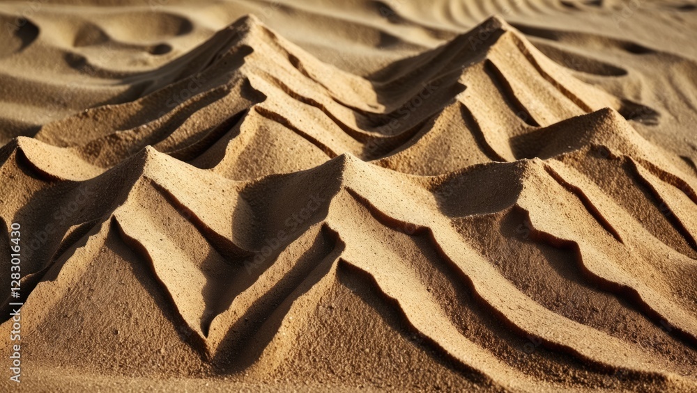 Aufkleber sand dunes resembling mountain peaks with intricate textures and patterns captured in high-quality p