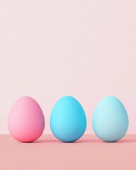 Fototapeta premium Colorful pastel eggs in pink and blue, perfect for festive celebrations and spring vibes.