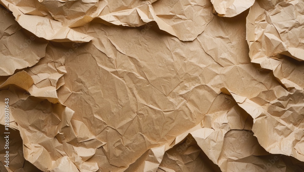 Poster crinkled brown paper texture background ideal for creative projects featuring space for text or imag