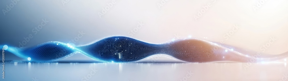 Aufkleber abstract blue wave with light particles and soft gradient background