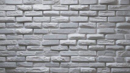 Obraz premium White textured brick wall background with uneven surface and varying dimensions of bricks in modern interior design style.