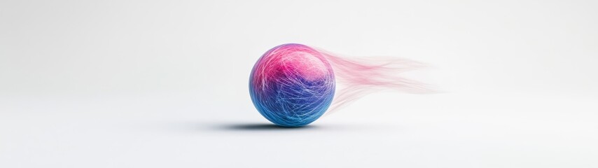 Fototapeta premium Colorful Sphere in Motion with Pink and Blue Trails on White Background