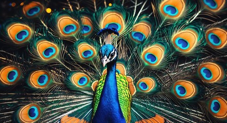 Vibrant peacock feather pattern showcasing stunning colors and intricate details in a mesmerizing design for artistic backgrounds and decor.