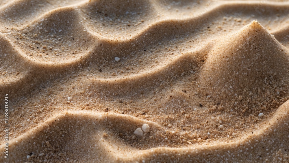 Poster natural beach sand texture with ripples and small hills captured in soft lighting creating a calming