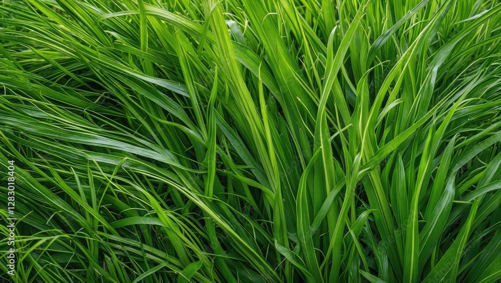 Poster lush vibrant green grass texture creating an abstract natural background ideal for design and enviro