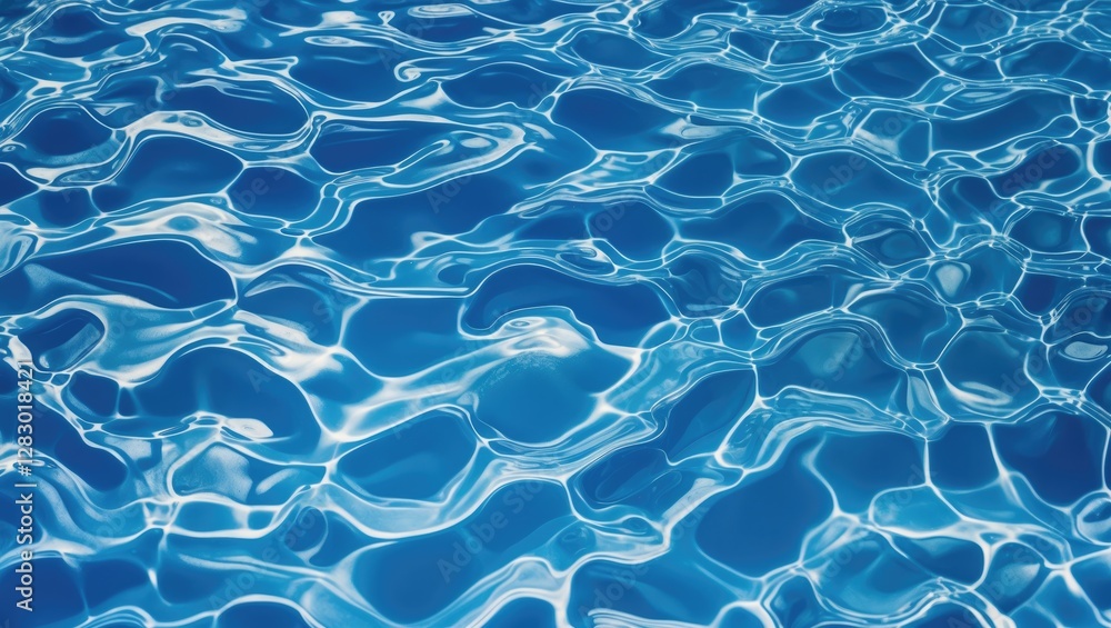 Aufkleber rippled water surface texture in vibrant blue hues reflecting light creating a serene and tranquil b