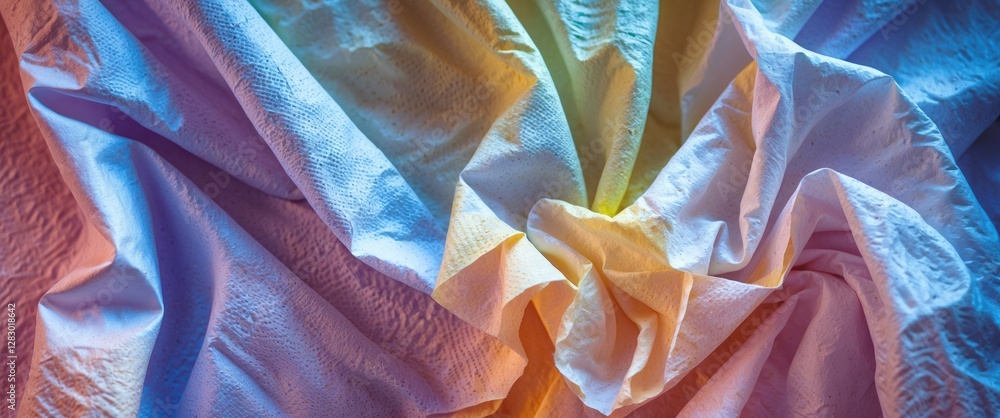 Poster textured fabric with colorful lighting and folds abstract background for design and artistic purpose